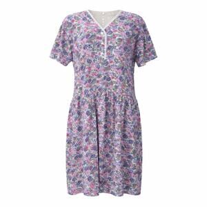 Vintage 90s Center Aisle Floral Dress Size L Cottagecore Lace Trim